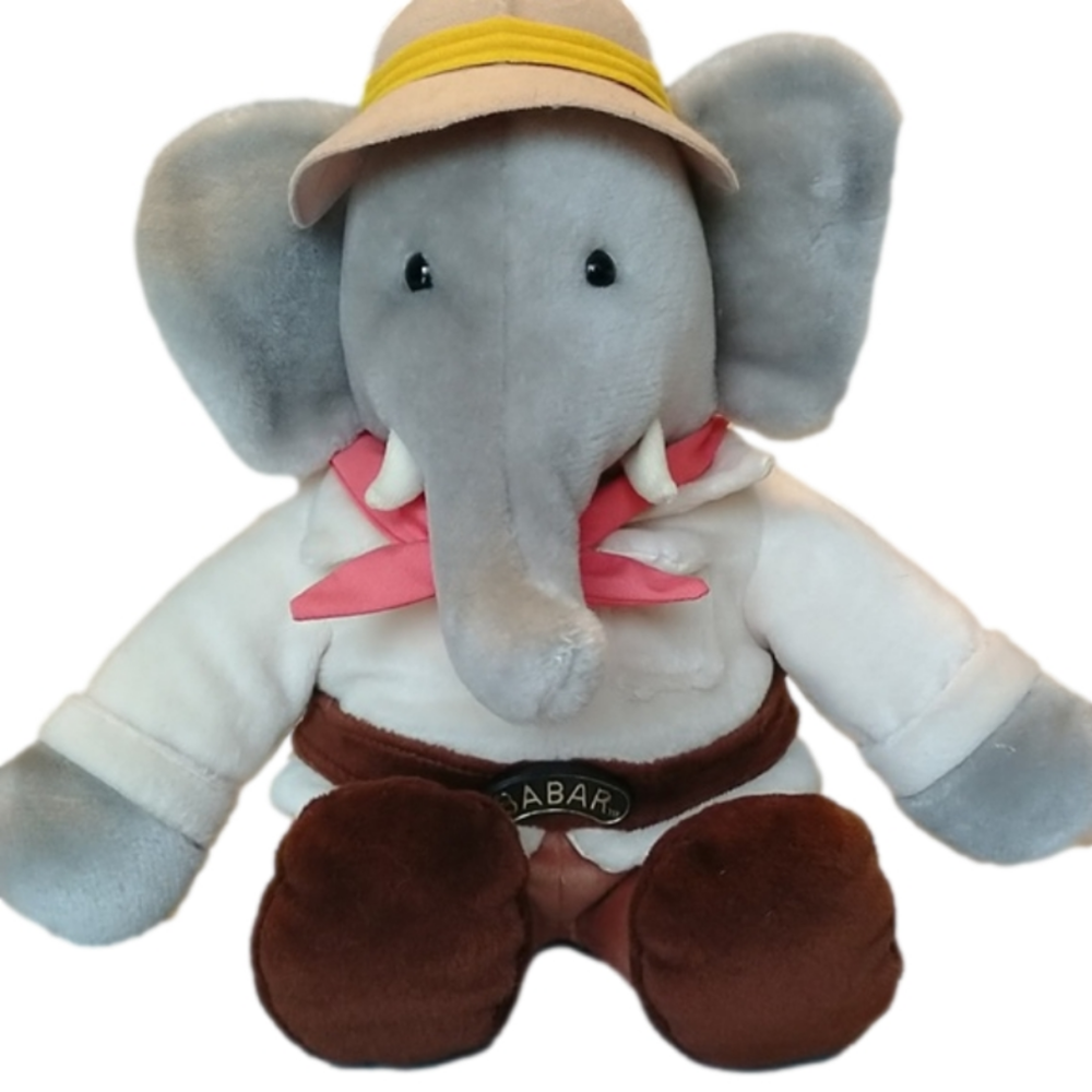 Vintage Gund Safari Babar Elephant 1989 Stuffed Plush Animal Toy Washable